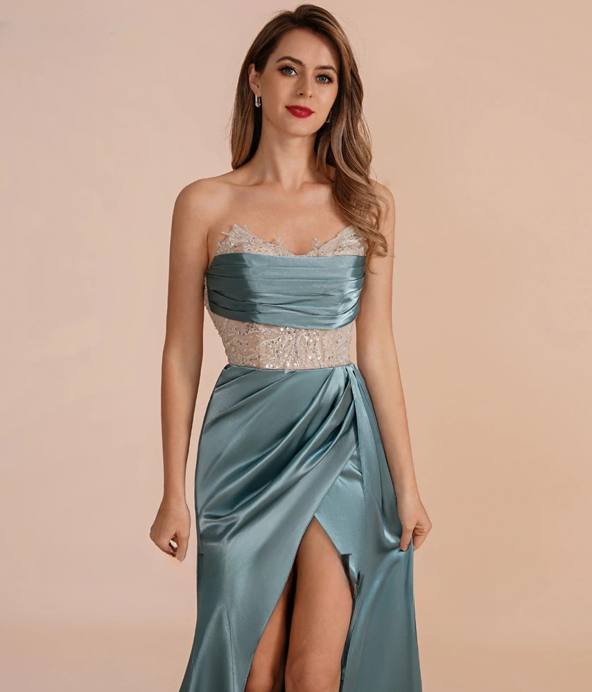 Ophelia formal high 2025 slit satin dress